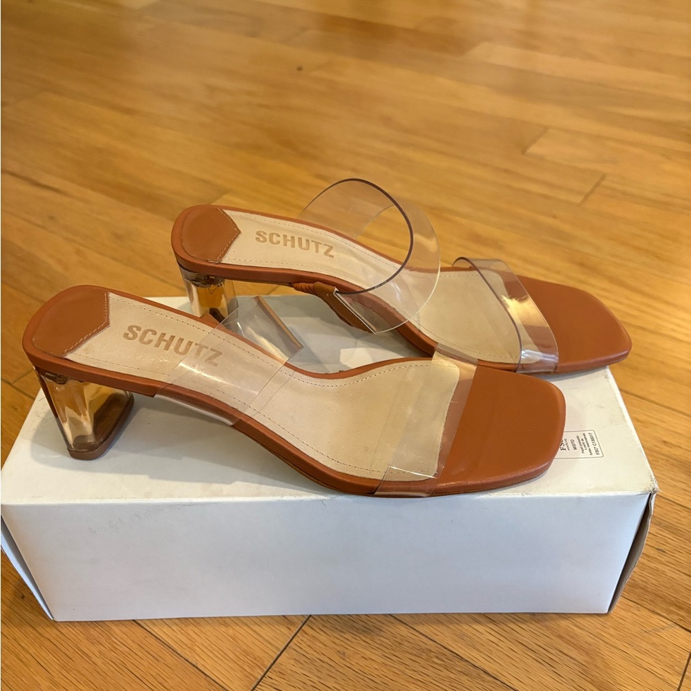 SCHUTZ Women's Brown and Clear Heels